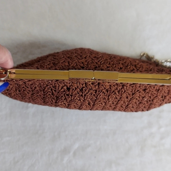 Vintage Jacobson's Brown Macrame Bag Chain Shoulder Bag Kiss Lock‎ Closure - Picture 7 of 11